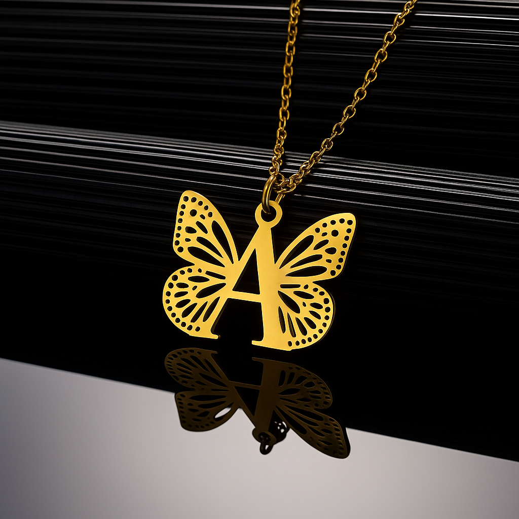 Collier Papillon Initiale Personnalisée A–Z