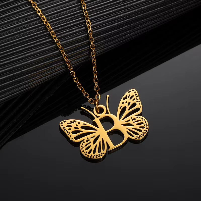 Collier Papillon Initiale Personnalisée A–Z