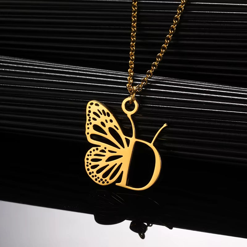 Collier Papillon Initiale Personnalisée A–Z