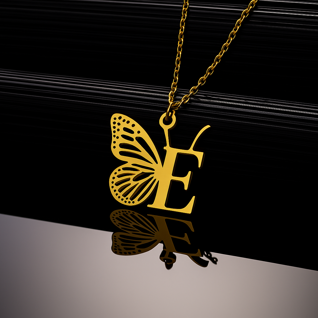 Collier Papillon Initiale Personnalisée A–Z