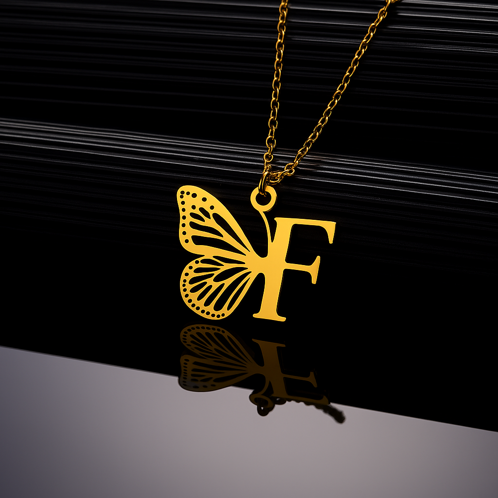 Collier Papillon Initiale Personnalisée A–Z