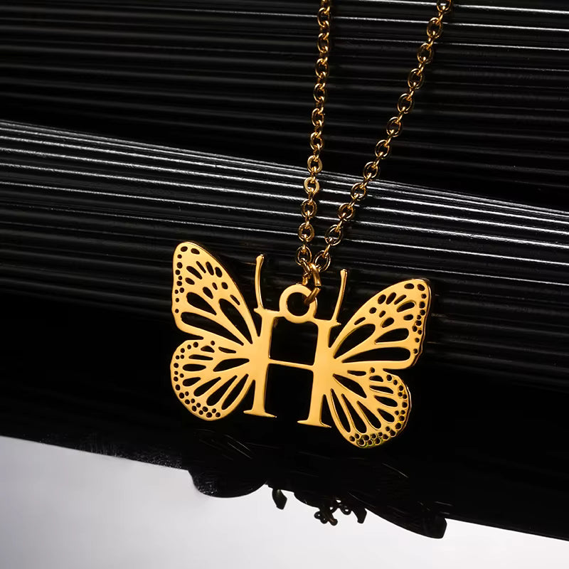 Collier Papillon Initiale Personnalisée A–Z