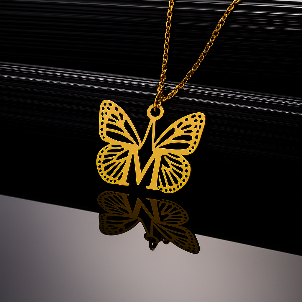 Collier Papillon Initiale Personnalisée A–Z