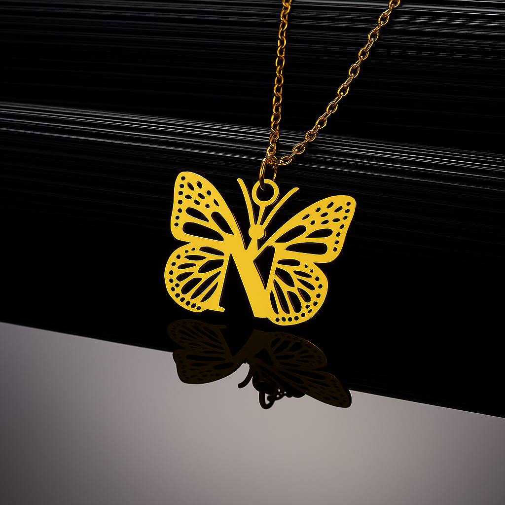Collier Papillon Initiale Personnalisée A–Z