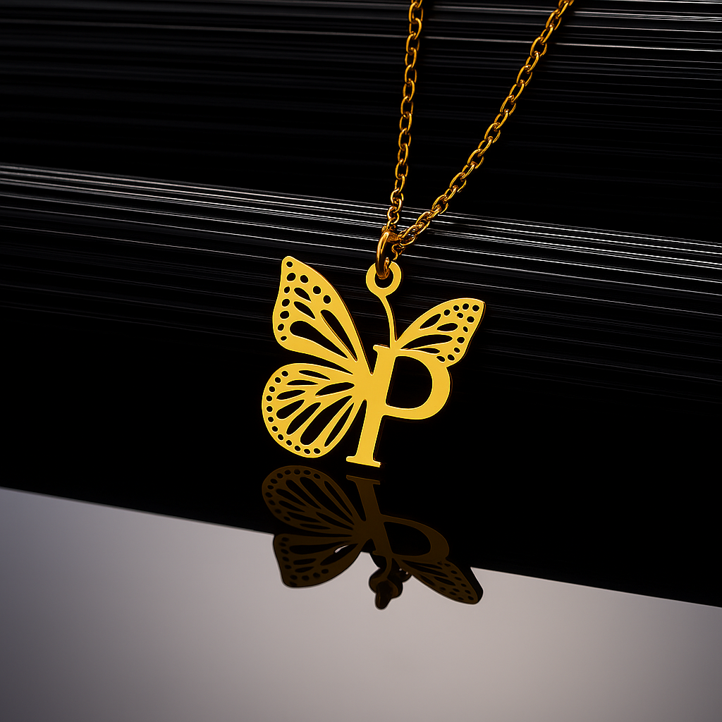 Collier Papillon Initiale Personnalisée A–Z