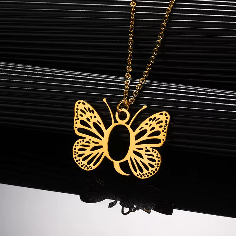 Collier Papillon Initiale Personnalisée A–Z