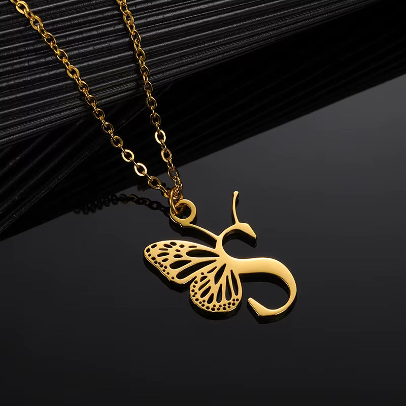 Collier Papillon Initiale Personnalisée A–Z