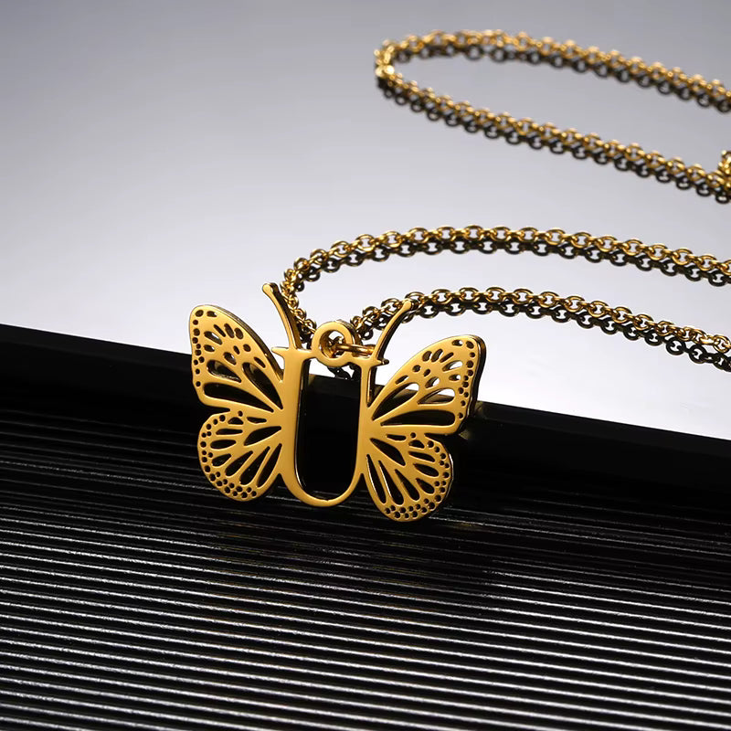 Collier Papillon Initiale Personnalisée A–Z
