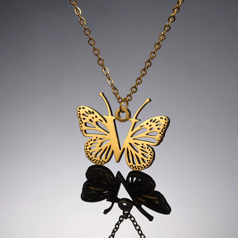 Collier Papillon Initiale Personnalisée A–Z