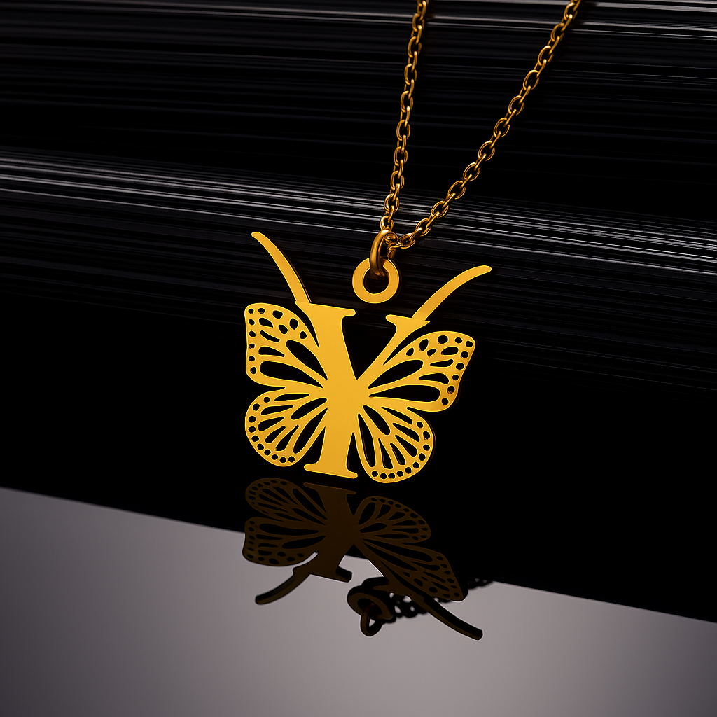 Collier Papillon Initiale Personnalisée A–Z