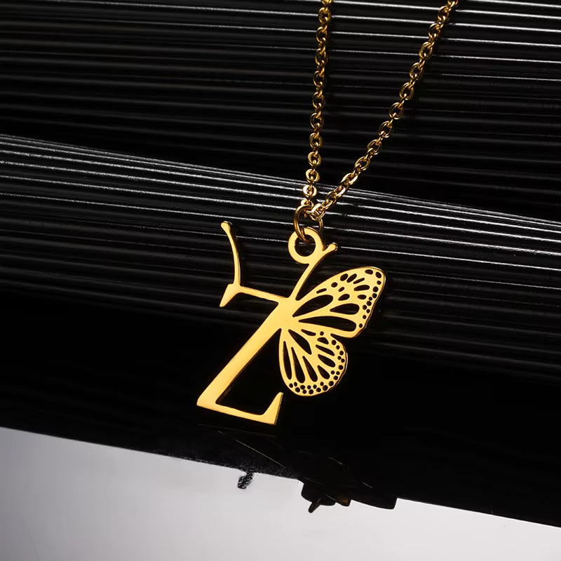 Collier Papillon Initiale Personnalisée A–Z